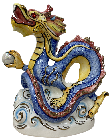 Штоф "Дракон" стразами цветной с золотом